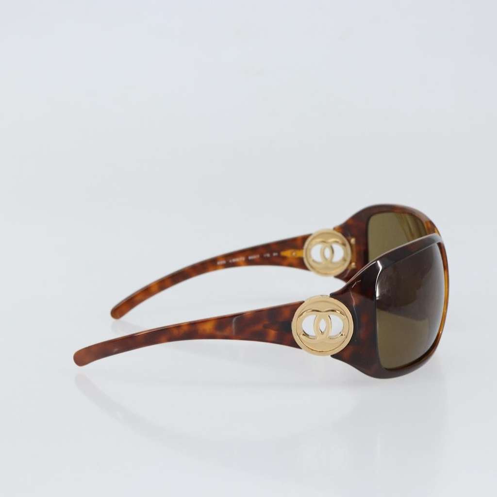 Chanel CHANEL Logo Sunglasses Eye Wear Brown Plastic Good condition - Model View