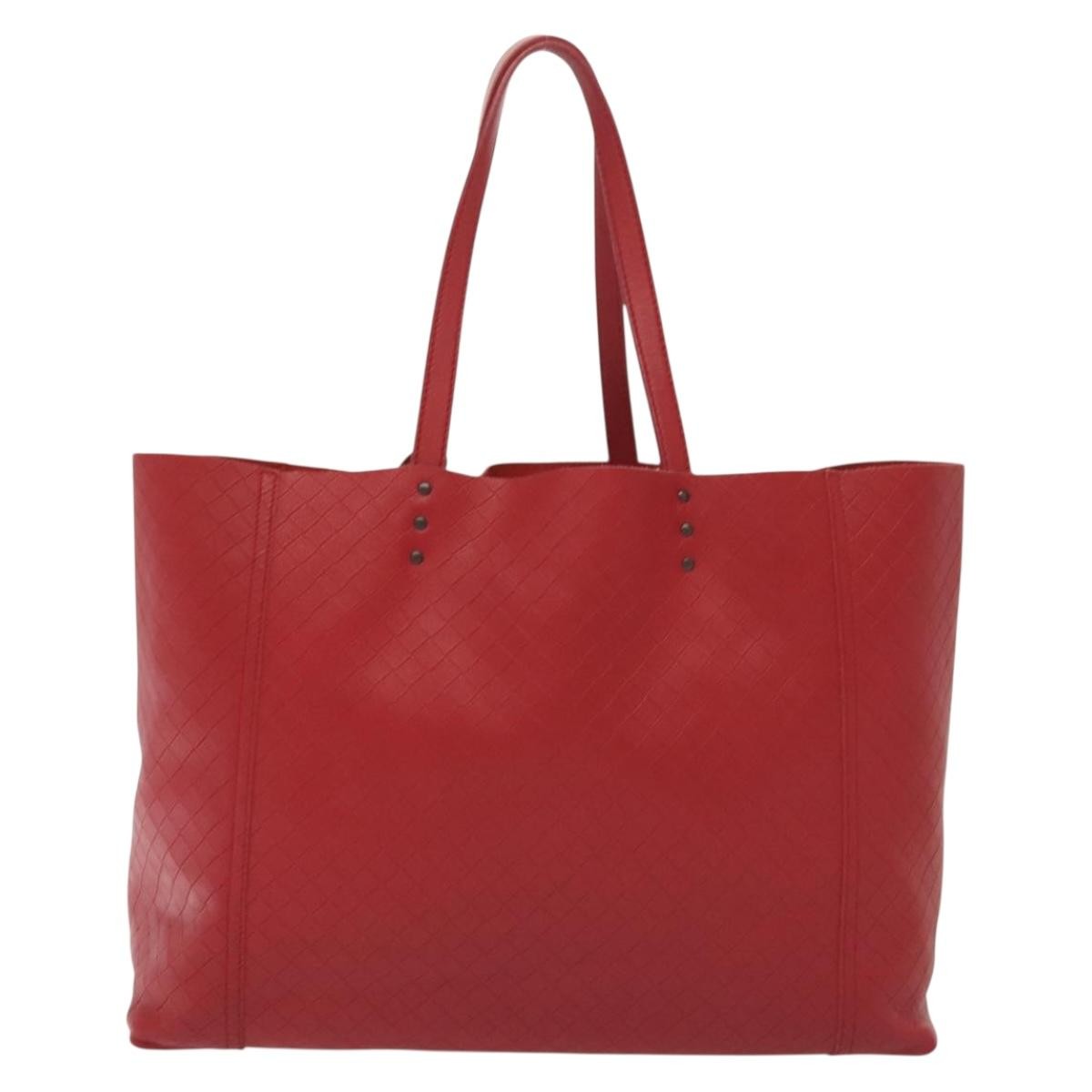 Bottega Veneta Intrecciomirage Tote Red Leather Good condition - Back View