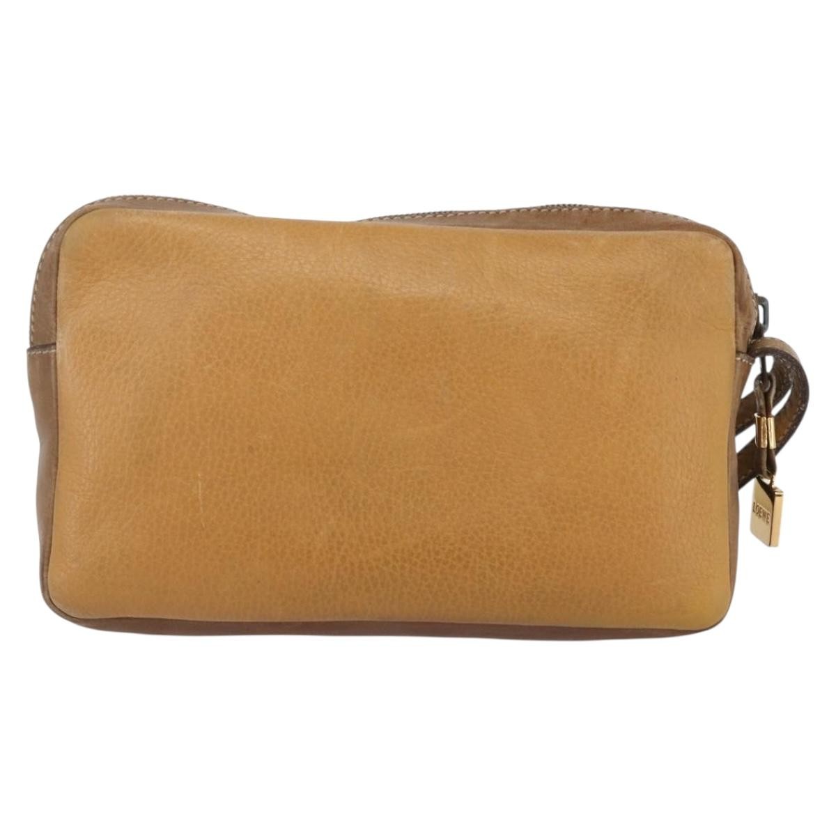 Loewe Anagram Clutch Bag Beige Leather Good condition - Back View