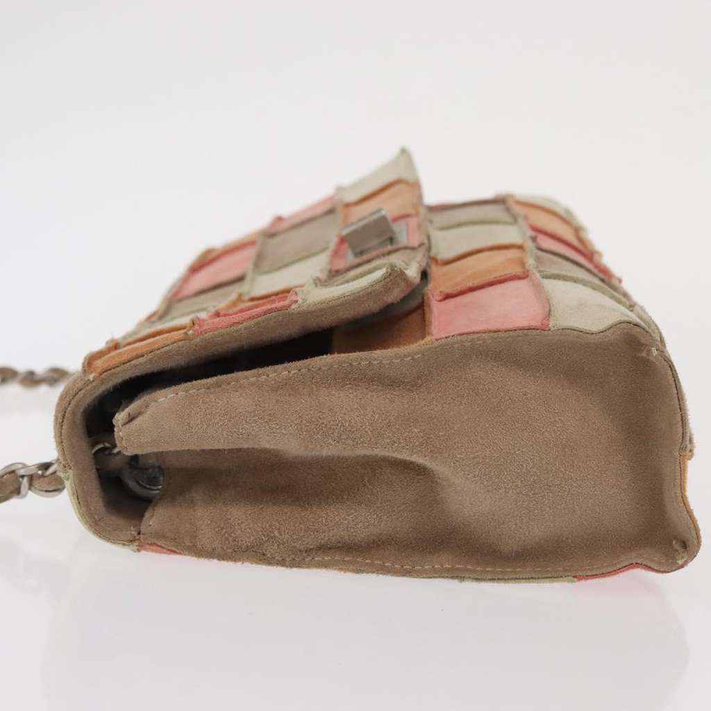 Chanel Chocolate Bar Mademoiselle Flap Bag Beige Suede Good condition - Box View