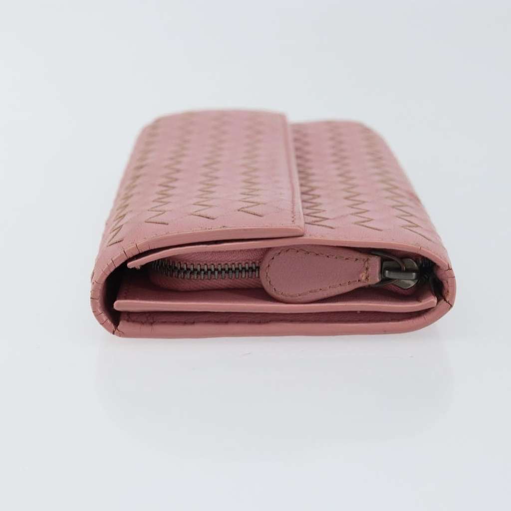 Bottega Veneta Intrecciato Long Zip  Wallet Pink Leather Good condition - Model View