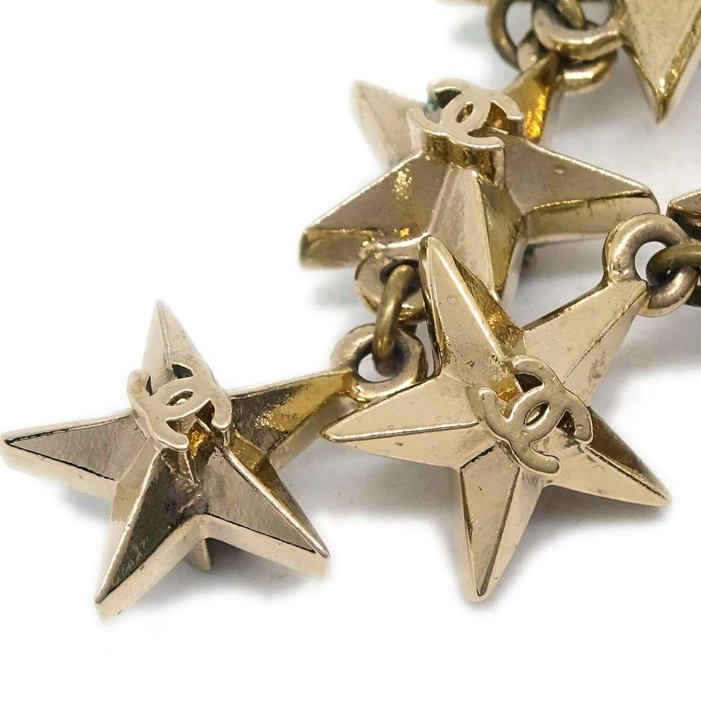 Chanel CC Triple Star Drop Earrings Gold Good condition - Back View