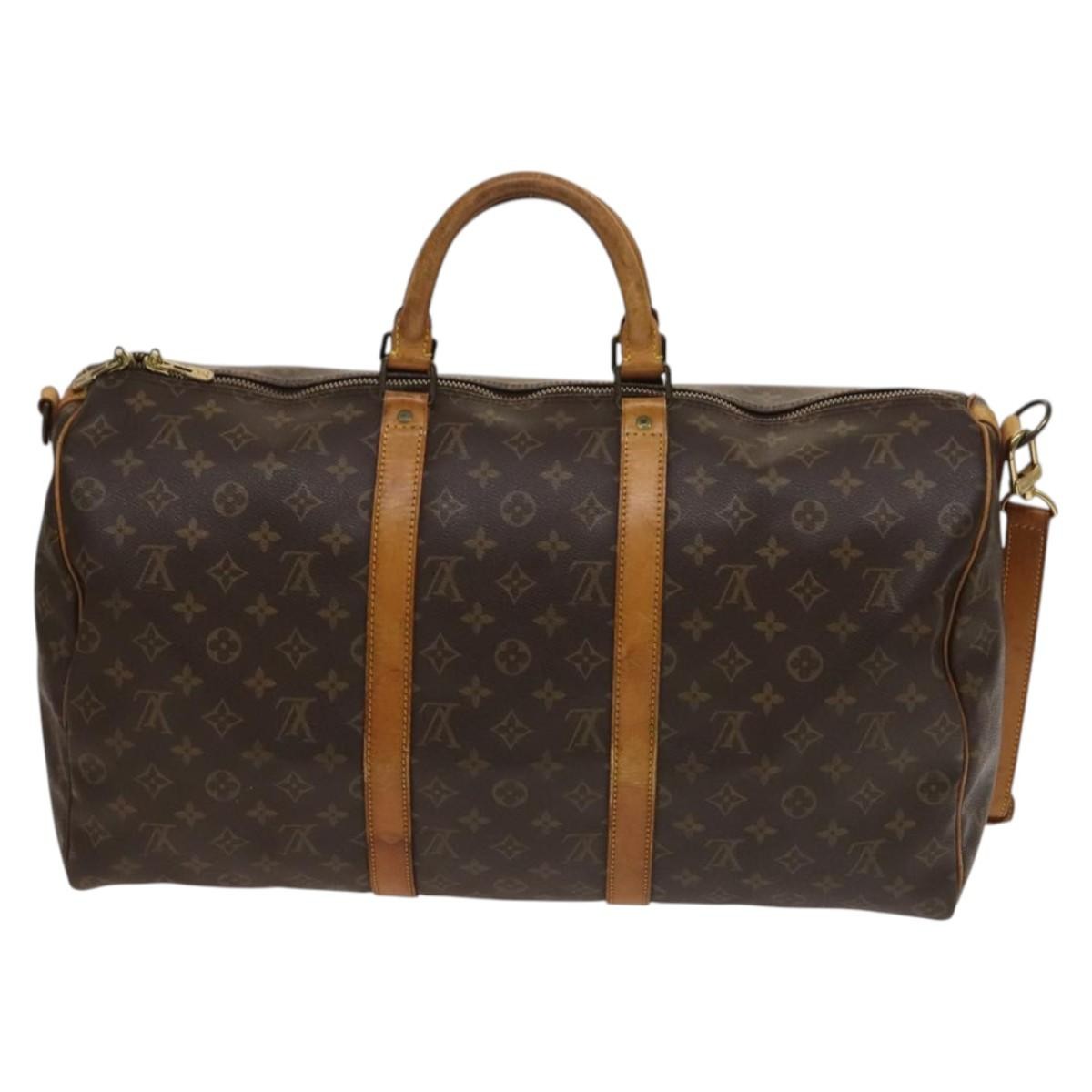 Louis Vuitton Keepall Bandouliere Bag Brown Canvas Fair condition - Back View