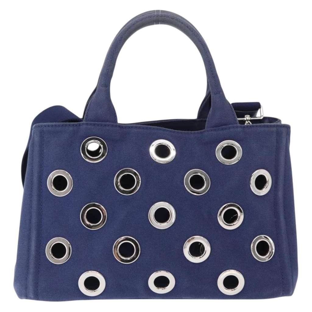Prada Canapa Convertible Tote Blue Canvas Good condition - Back View