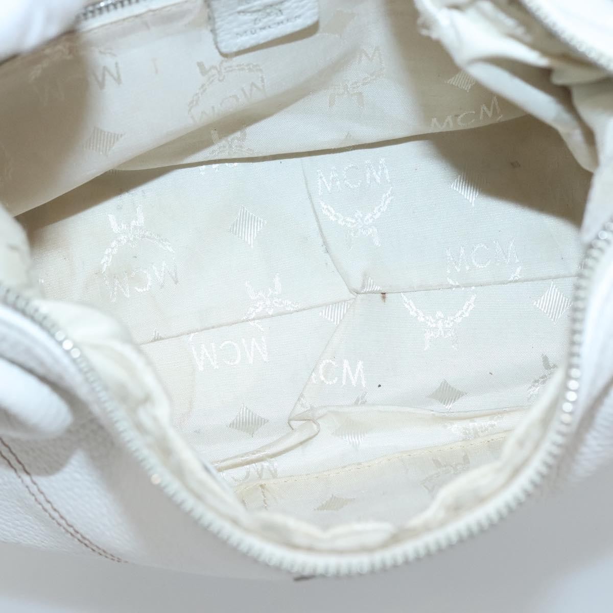Mcm Vintage Shoulder Bag White Leather Good condition - Box View