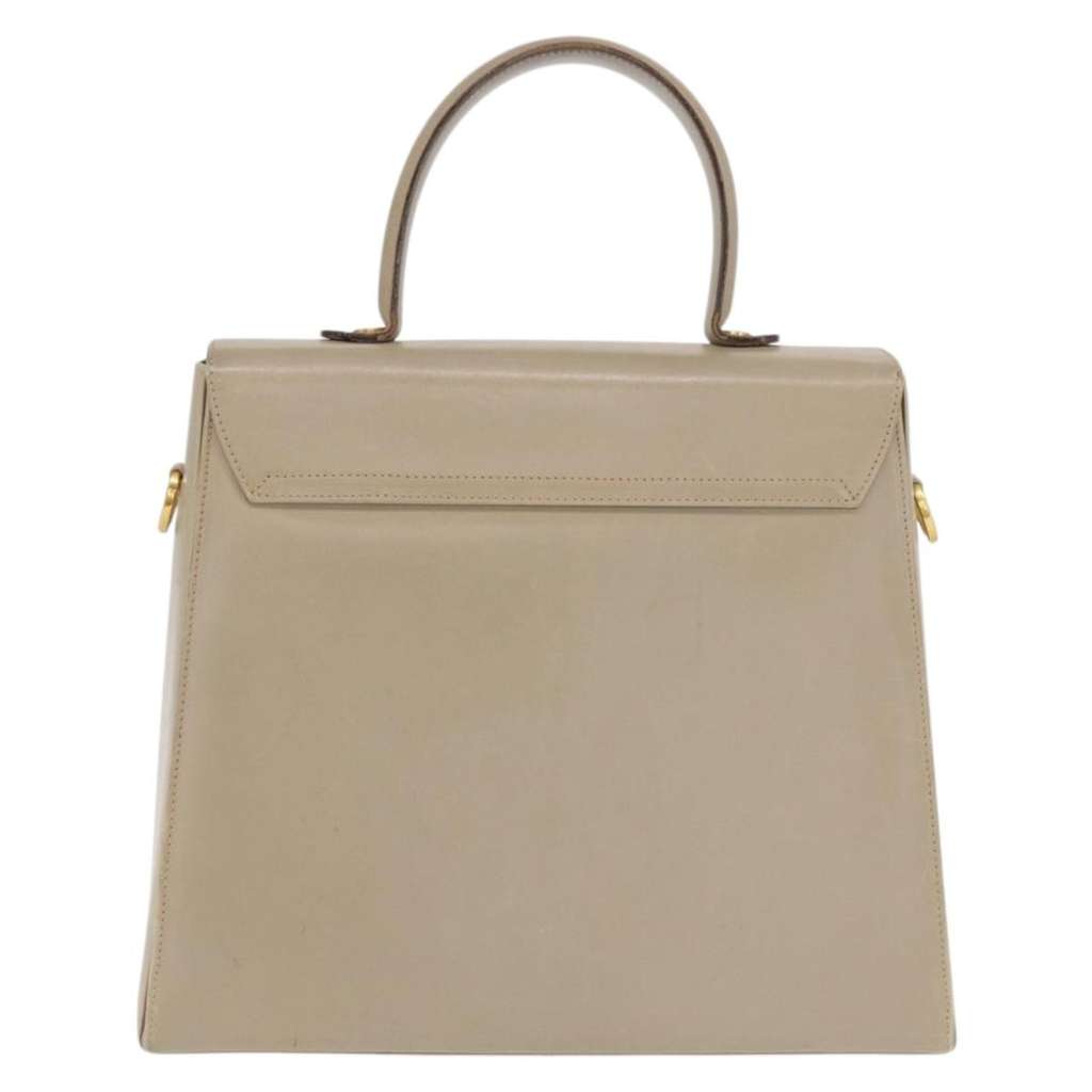 Salvatore Ferragamo Gancini Convertible Top Handle Bag Beige Leather Fair condition - Back View