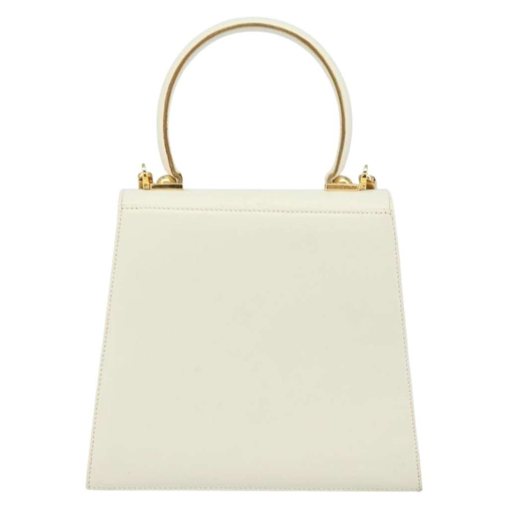Salvatore Ferragamo Gancini Convertible Top Handle Bag White Leather Good condition - Back View