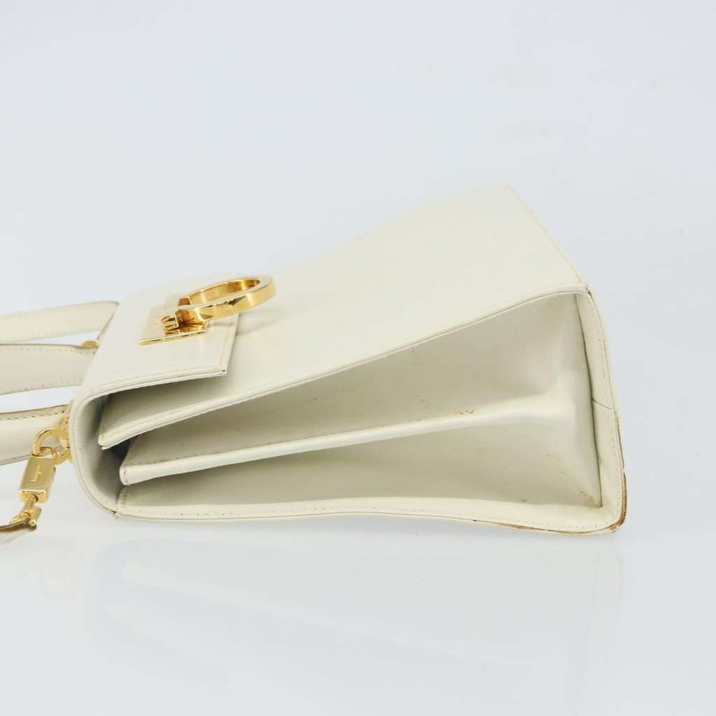 Salvatore Ferragamo Gancini Convertible Top Handle Bag White Leather Good condition - Model View