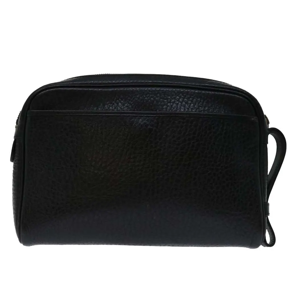 Burberry Zip Clutch Black Leather Good - Back View