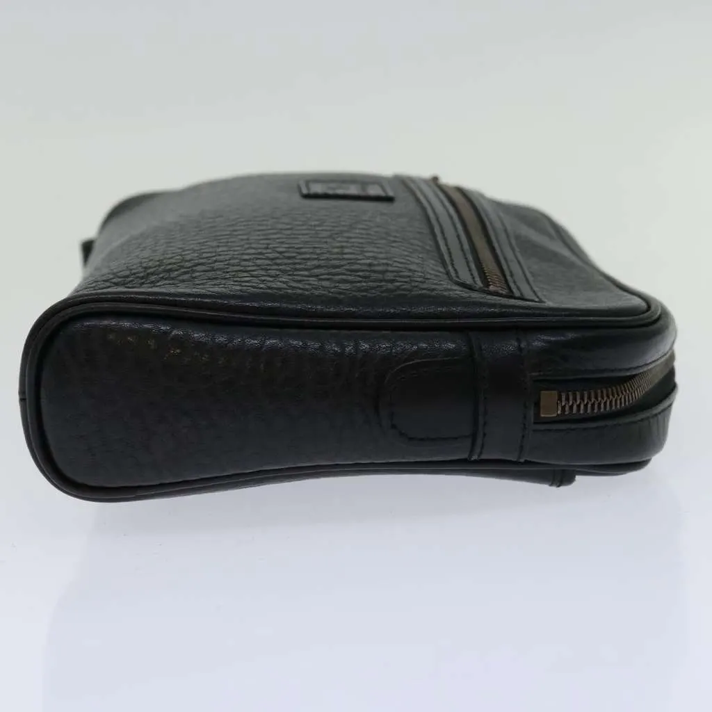 Burberry Zip Clutch Black Leather Good - Model View