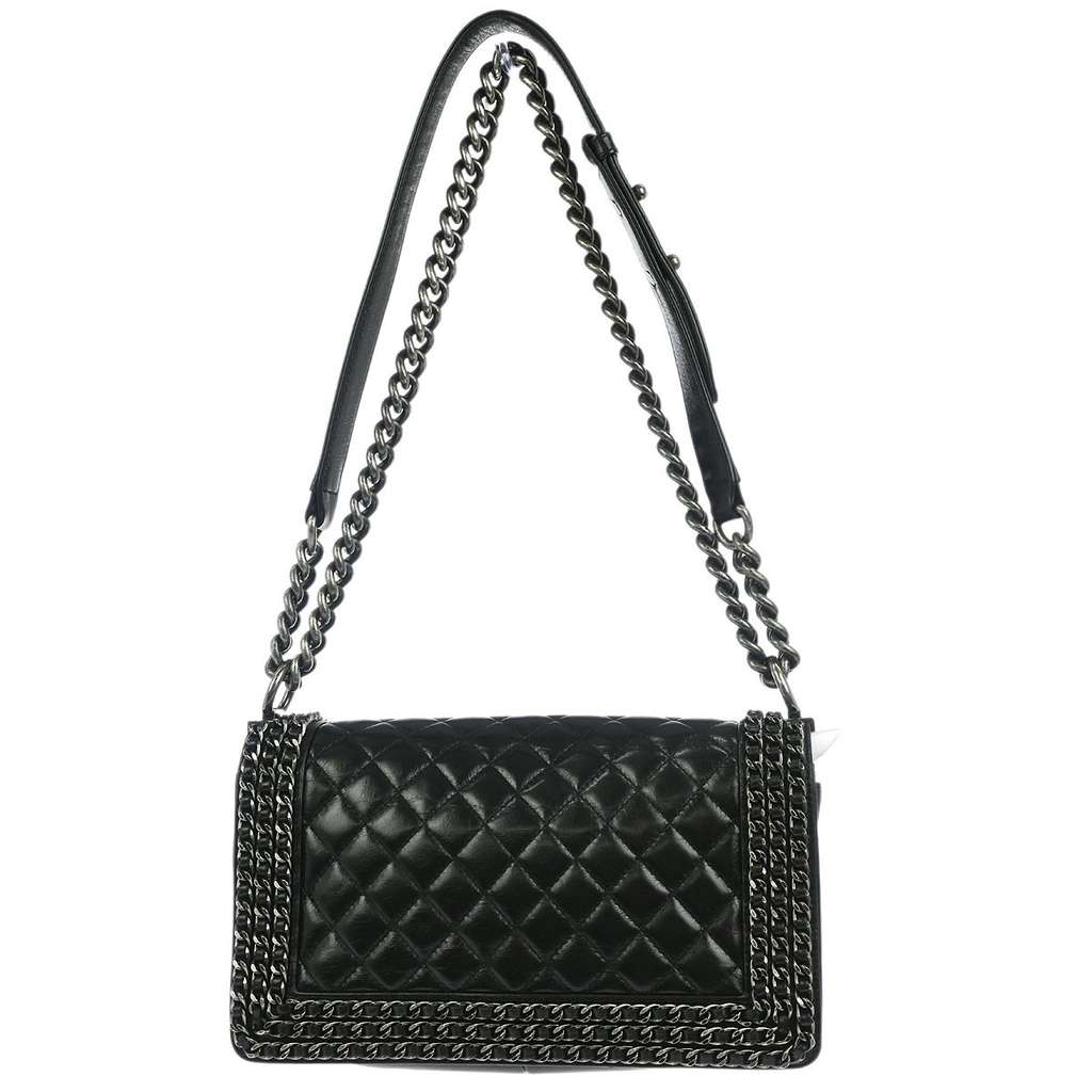 Chanel Chained Boy Flap Bag Black Leather Good condition - Back View