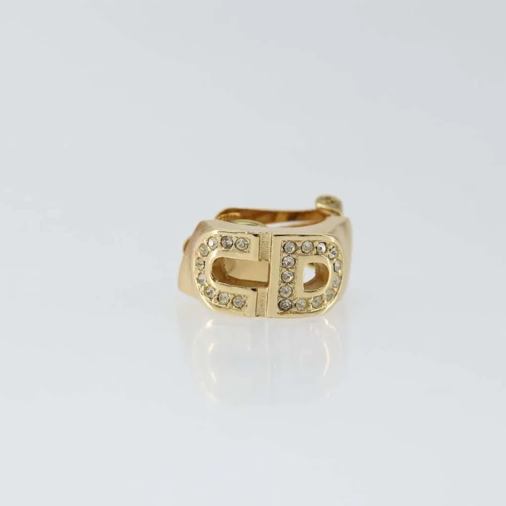 Dior Vintage CD Clip-On Earrings Gold Metal Good - Back View