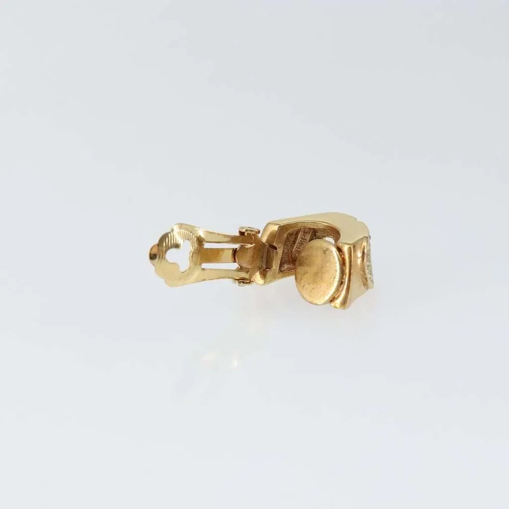 Dior Vintage CD Clip-On Earrings Gold Metal Good - Model View