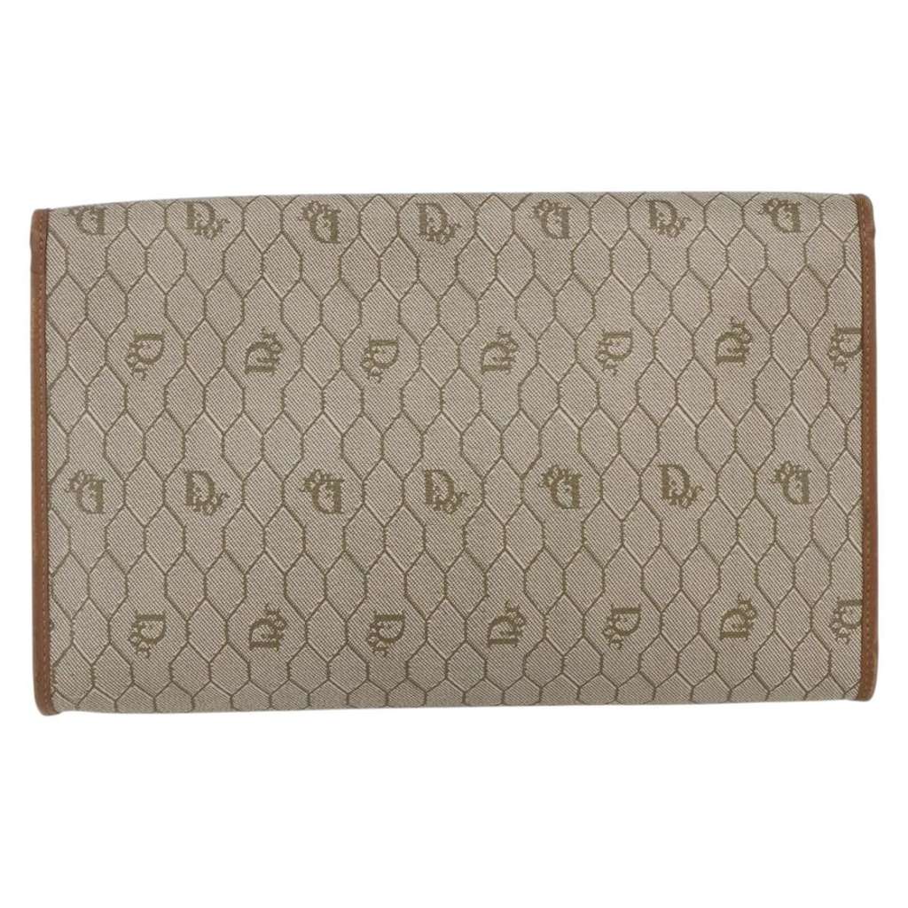 Christian Dior Vintage Honeycomb chain Beige Canvas Good condition - Back View