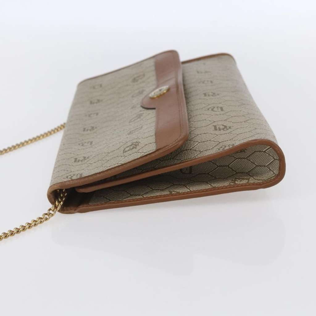 Christian Dior Vintage Honeycomb chain Beige Canvas Good condition - Inside View