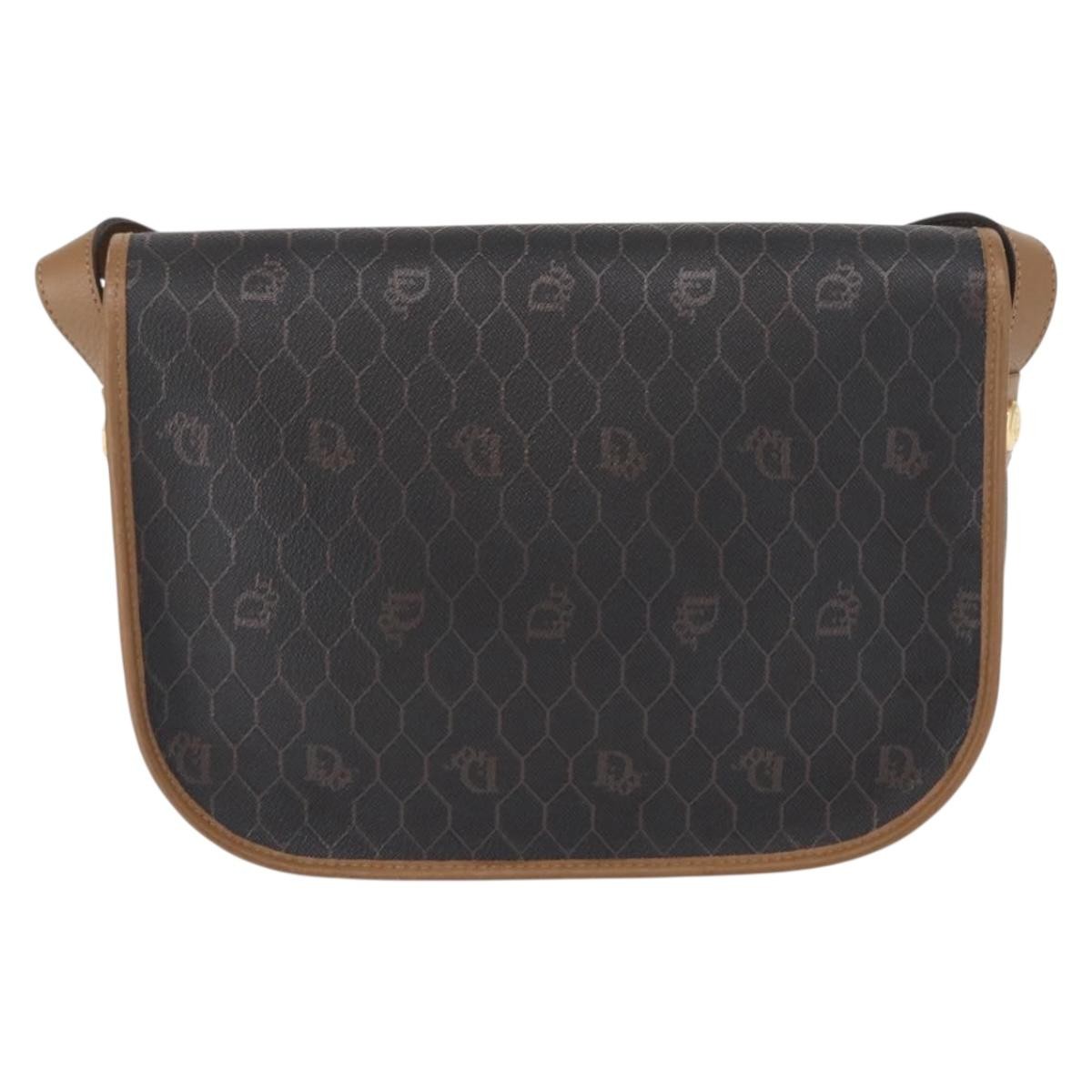 Christian Dior Vintage Honeycomb Flap Crossbody Bag Black Canvas Fair condition - Back View
