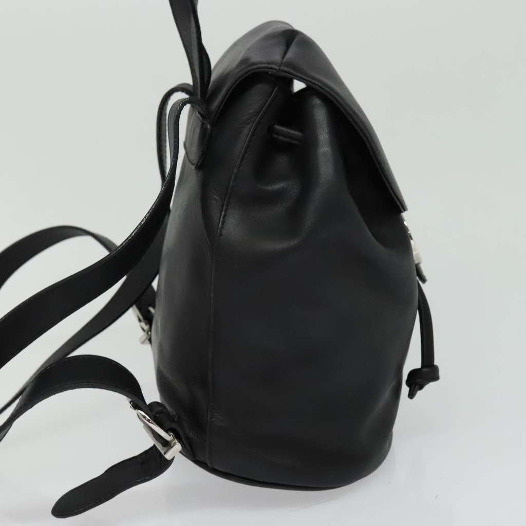 Salvatore Ferragamo Gancini Flap Drawstring Backpack Black Leather Good condition - Model View
