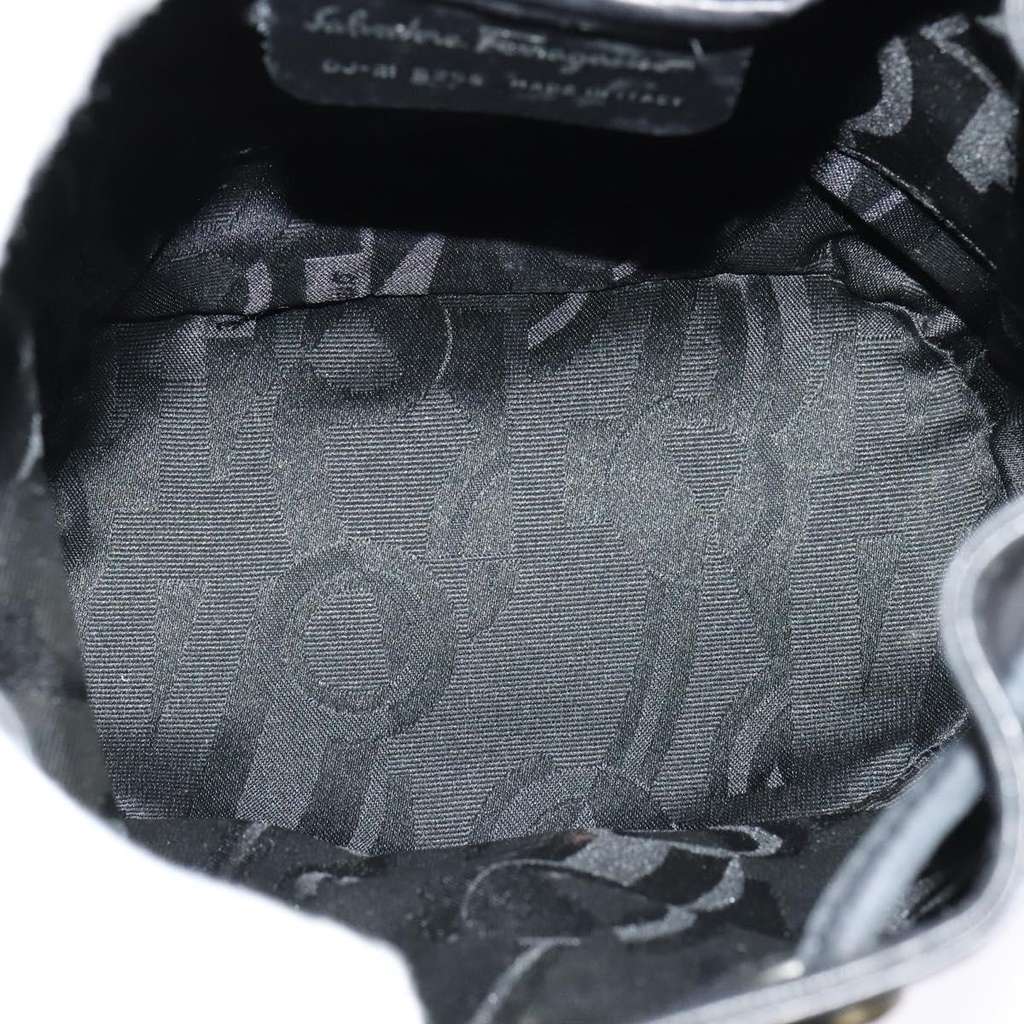 Salvatore Ferragamo Gancini Flap Drawstring Backpack Black Leather Good condition - Box View