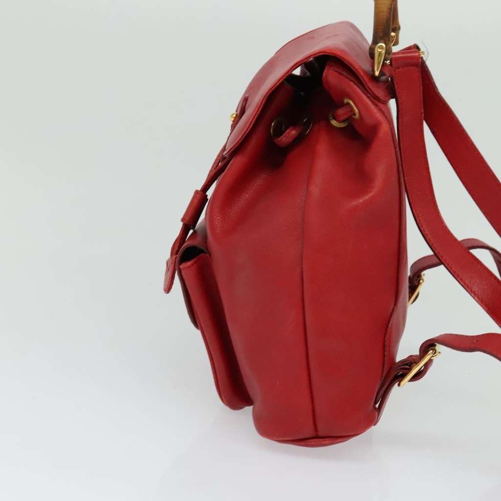 Gucci Vintage Bamboo Backpack Red Leather Fair condition - Inside View