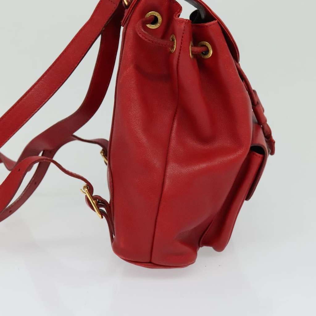 Gucci Vintage Bamboo Backpack Red Leather Fair condition - Model View