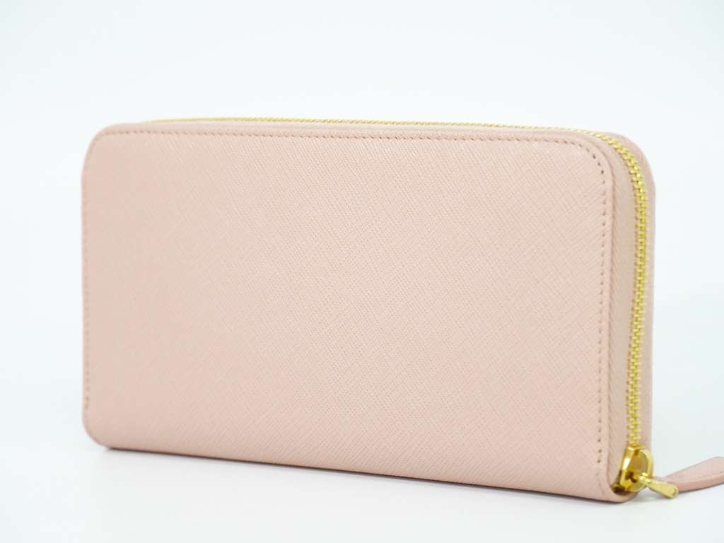 Prada Bow Zip Around Wallet Pink Leather Very good condition - Back View