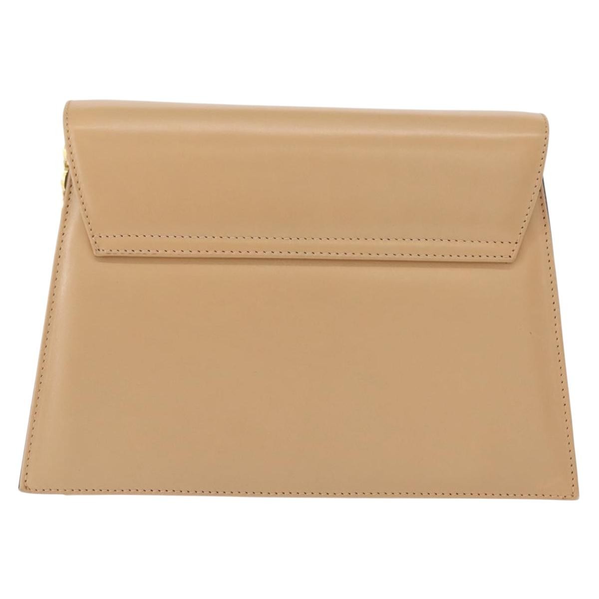 Salvatore Ferragamo Chain Flap Shoulder Bag Beige Leather Good condition - Back View