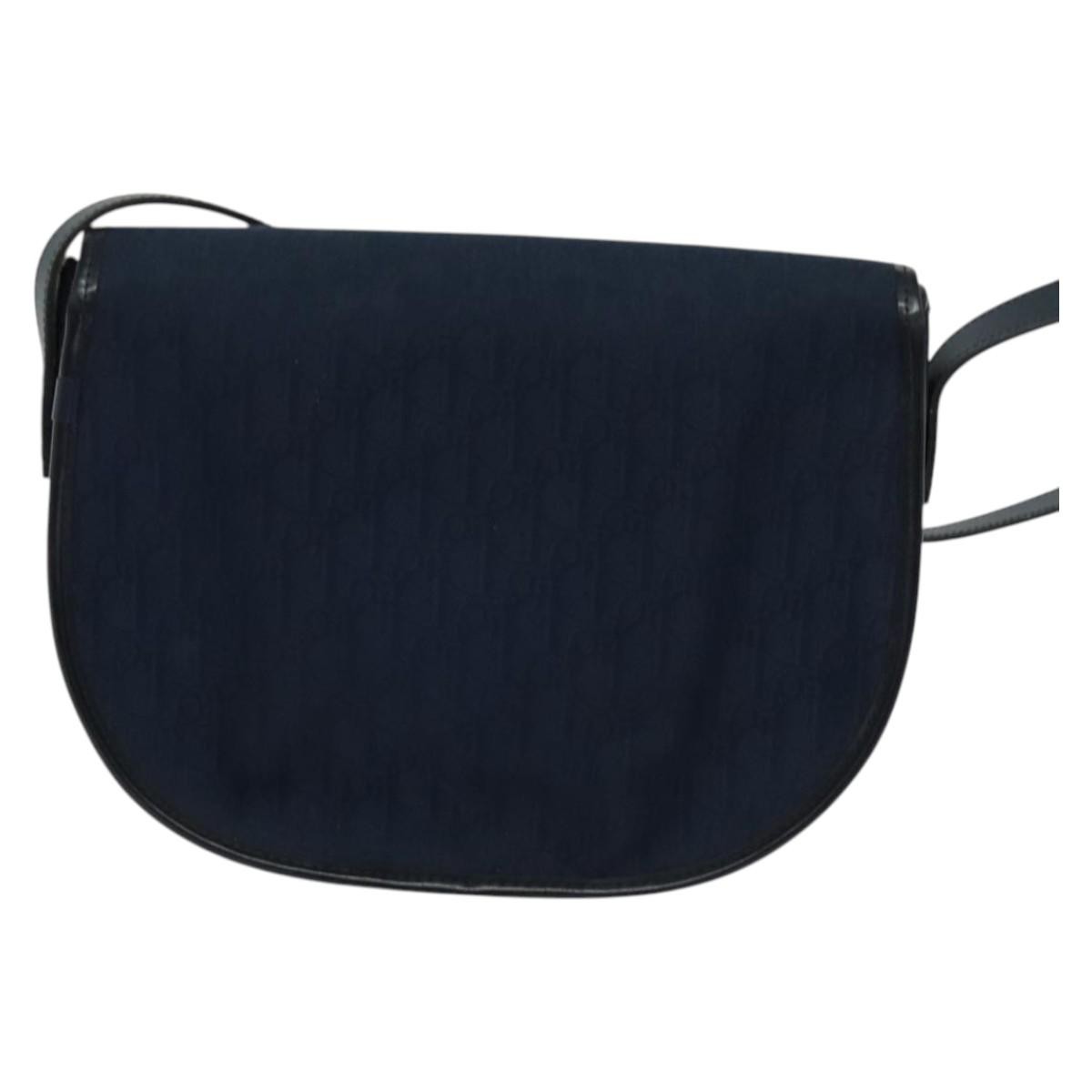 Christian Dior Vintage Trotter Shoulder Bag Navy Canvas Good condition - Back View