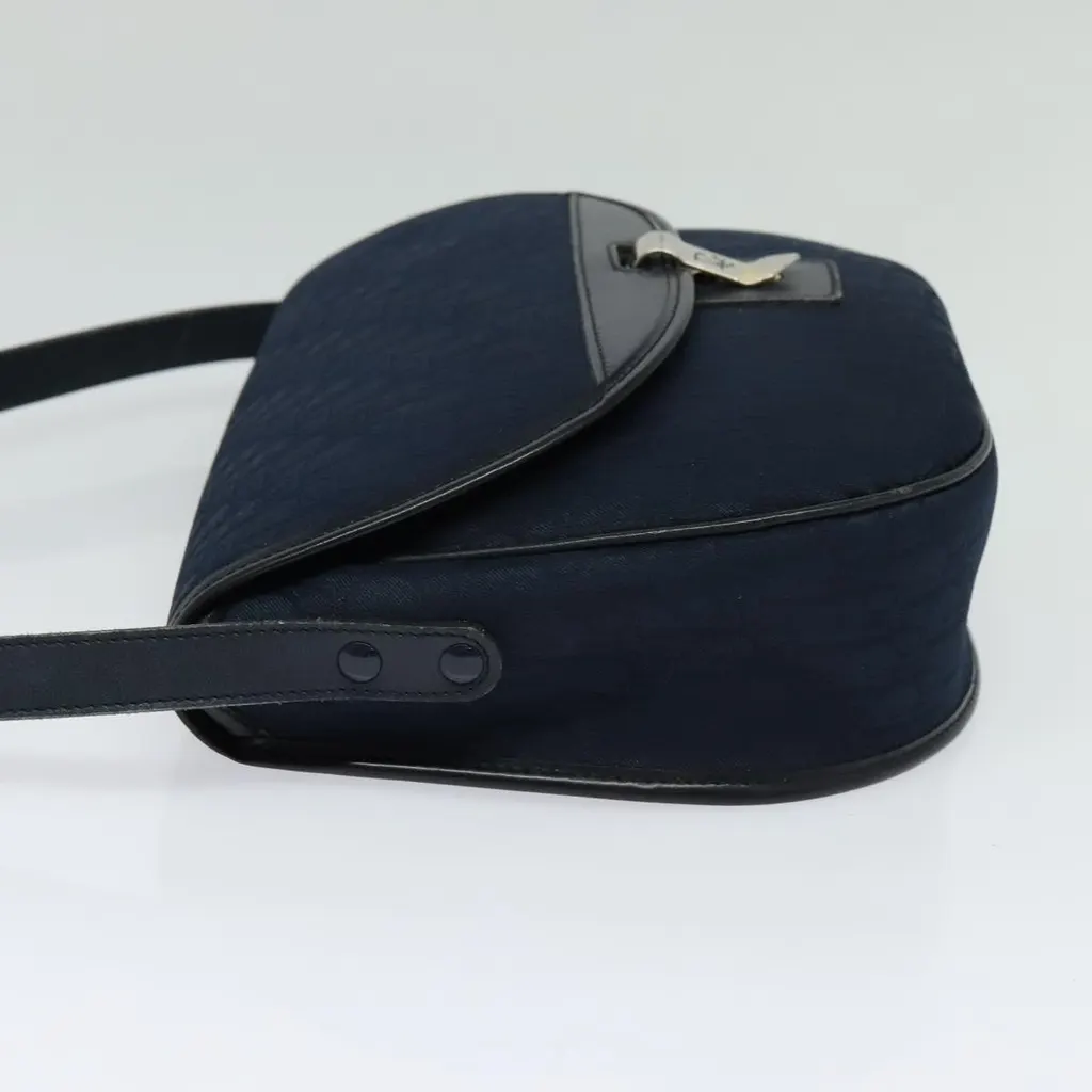 Dior Vintage Trotter Shoulder Bag Navy Canvas Good - Inside View