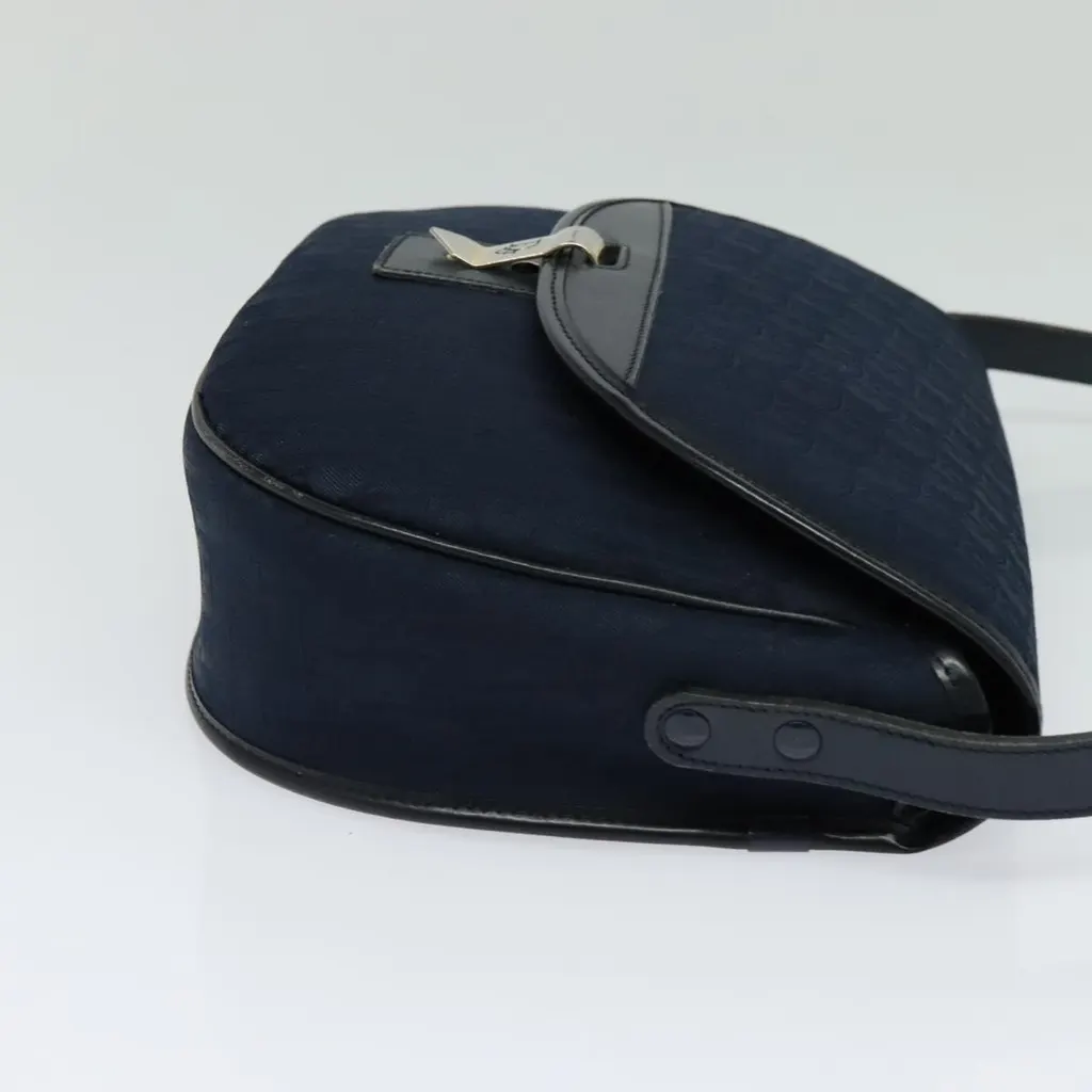 Dior Vintage Trotter Shoulder Bag Navy Canvas Good - Model View
