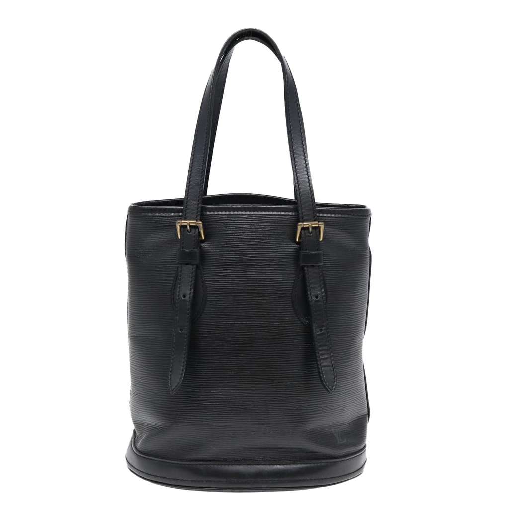 Louis Vuitton Petit Bucket Bag Black Leather Good condition - Front View