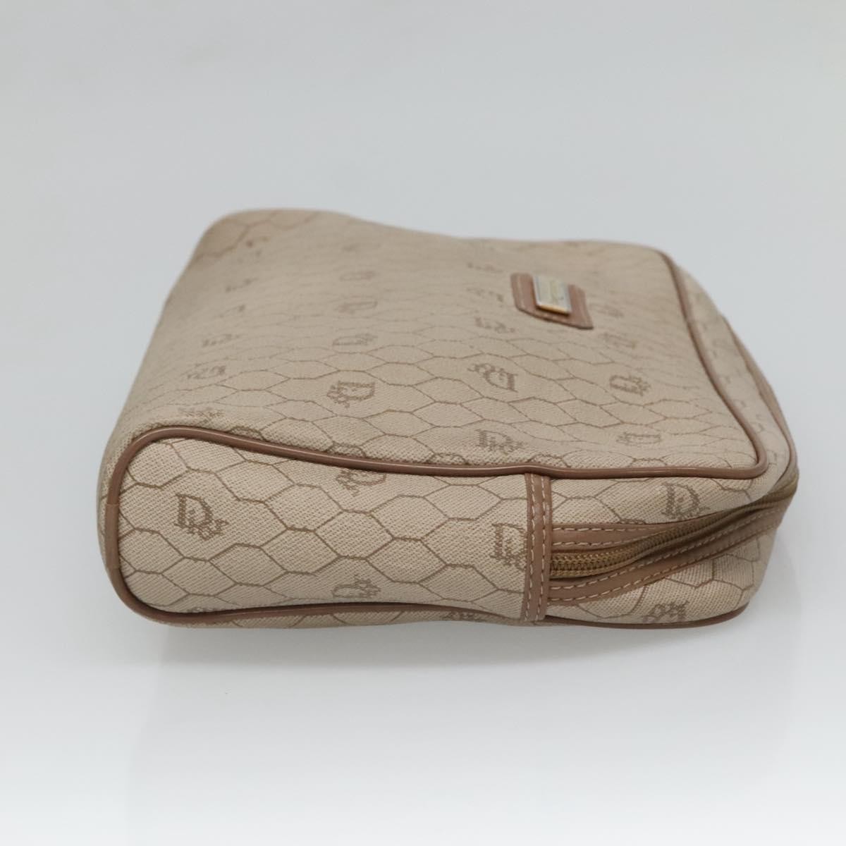 Christian Dior Vintage Honeycomb Zip Pouch Beige Canvas Good condition - Inside View