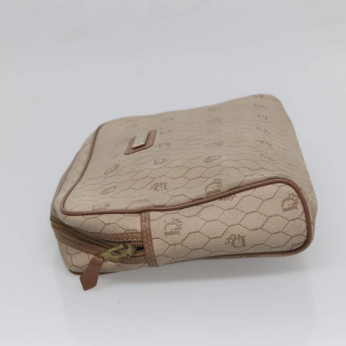 Christian Dior Vintage Honeycomb Zip Pouch Beige Canvas Good condition - Model View