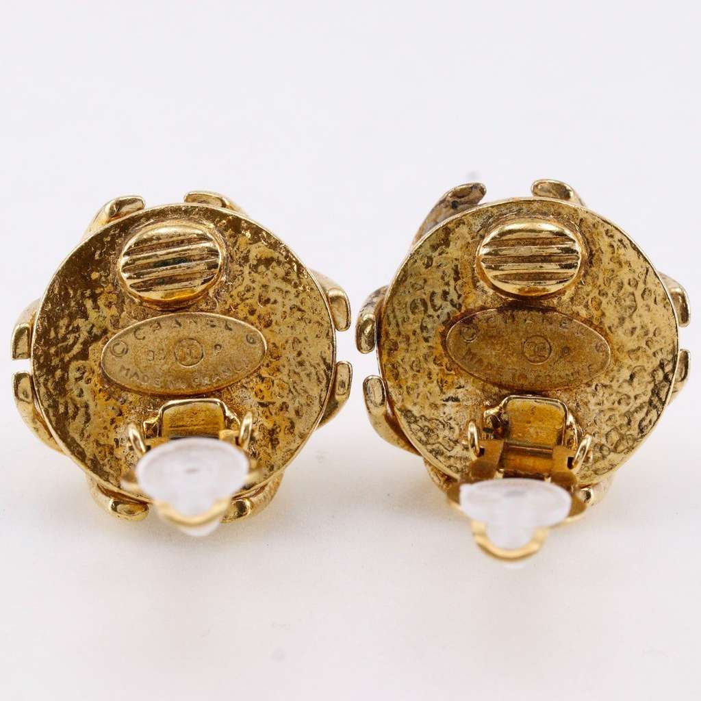 Chanel Vintage CC Earrings Gold Good condition - Inside View