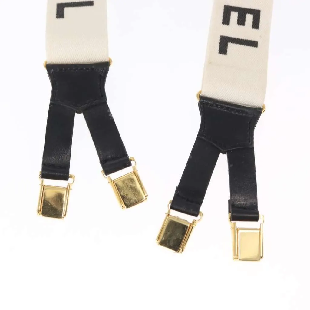 Chanel Logo Suspenders White Canvas Good - Inside View