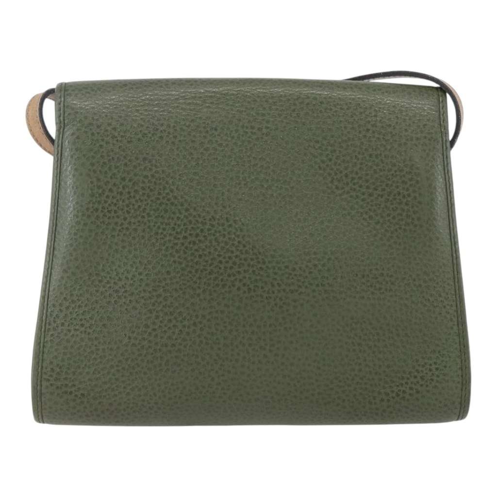Christian Dior Vintage CD Flap Shoulder Bag Khaki Leather Good condition - Back View