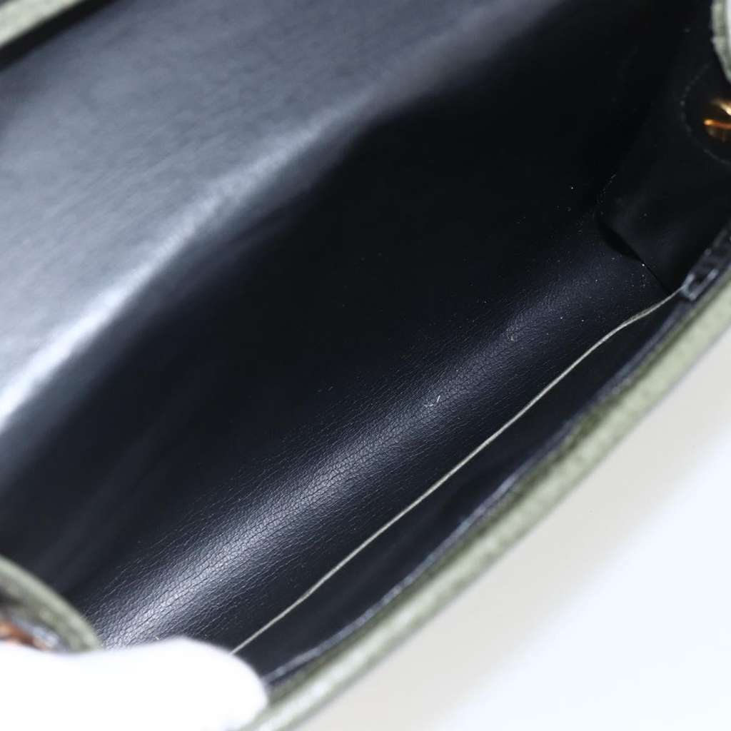 Christian Dior Vintage CD Flap Shoulder Bag Khaki Leather Good condition - Box View