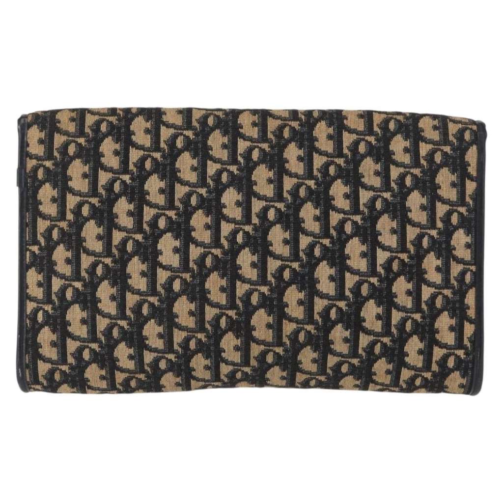 Christian Dior Vintage CD Chain Flap Shoulder Bag Navy Canvas Good condition - Back View