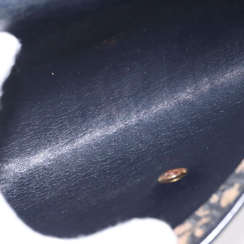 Christian Dior Vintage CD Chain Flap Shoulder Bag Navy Canvas Good condition - Box View