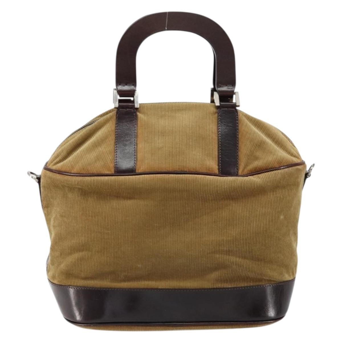 Fendi Vintage Top Handle Bag Beige Velvet Good condition - Back View