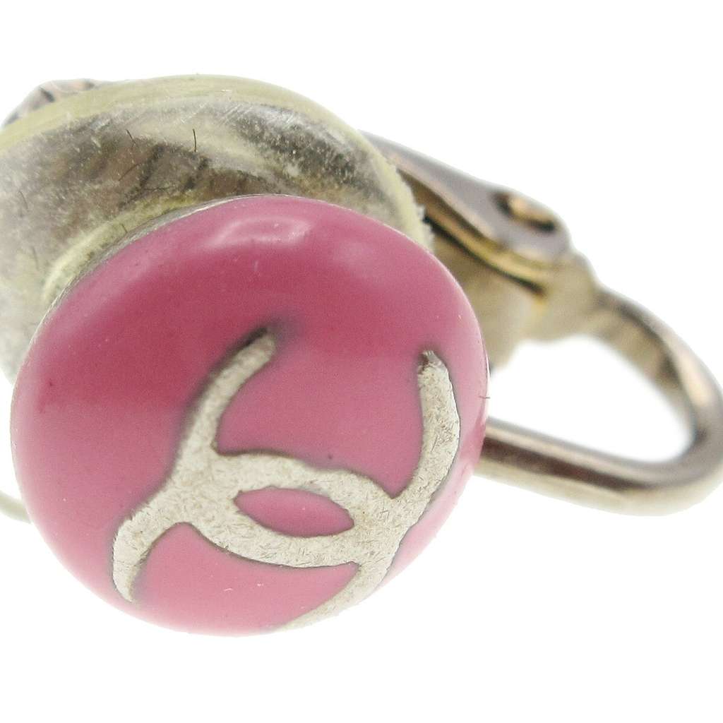 Chanel CC Round Clip-On Earrings Pink Plastic Good condition - Inside View
