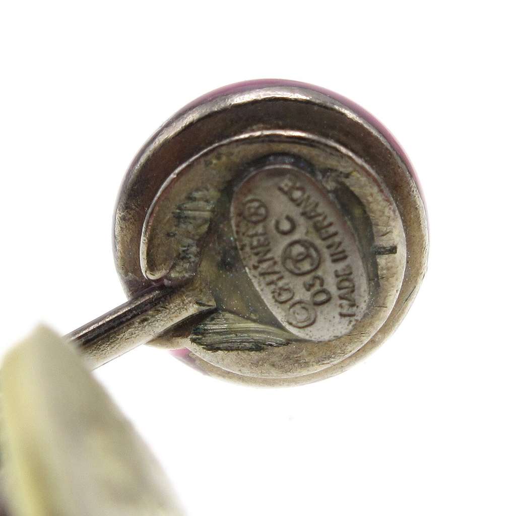 Chanel CC Round Clip-On Earrings Pink Plastic Good condition - Box View