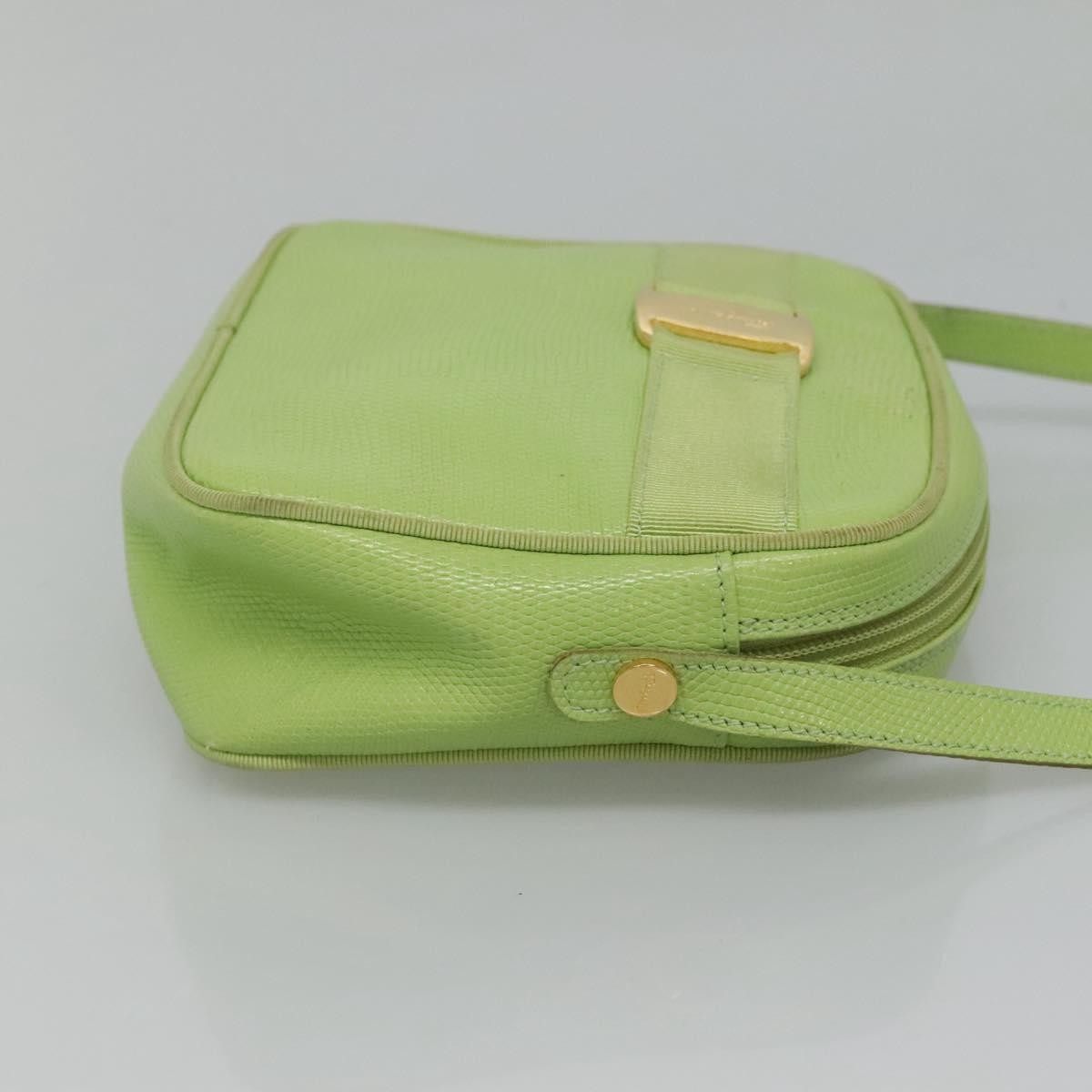 Salvatore Ferragamo Vala Shoulder Bag Green Leather Good condition - Inside View