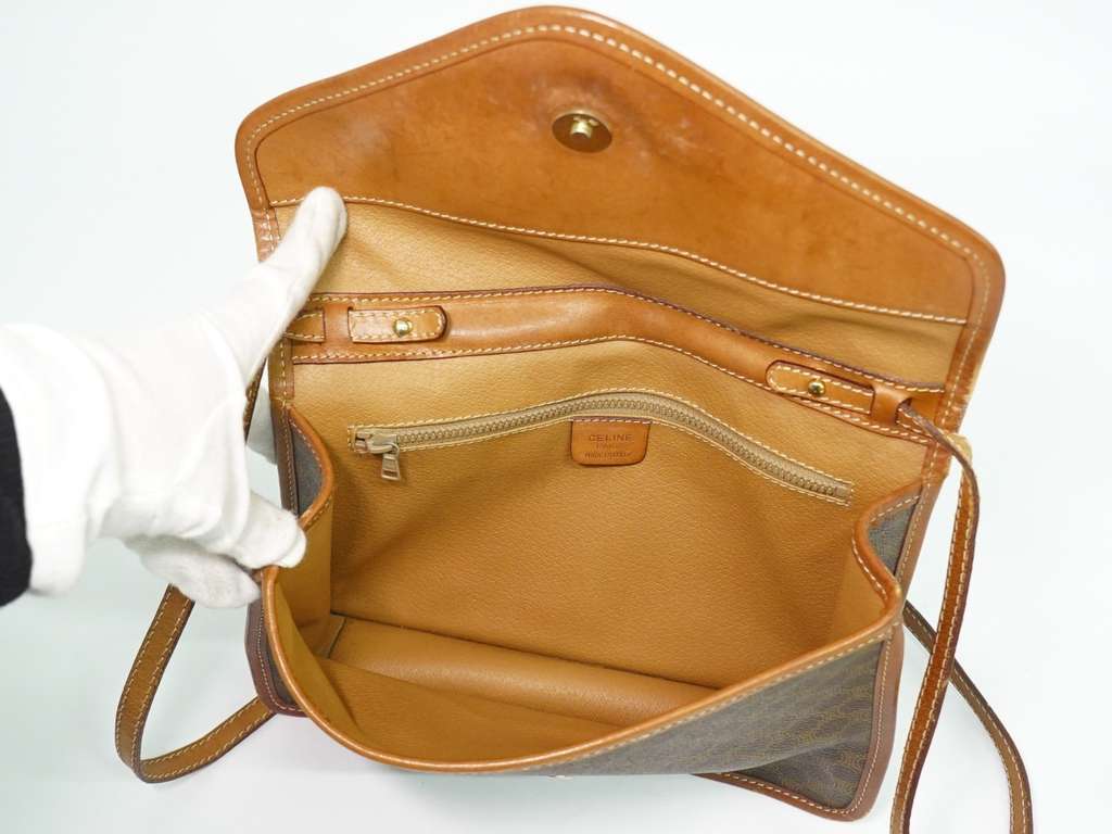 Celine Vintage Macadam Shoulder Bag Brown Canvas Fair condition - Inside View