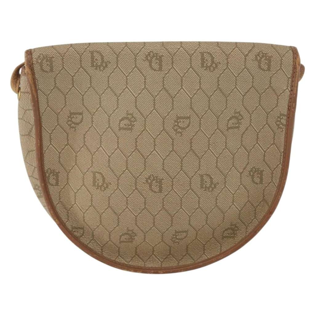Christian Dior Vintage Honeycomb Flap Crossbody Bag Beige Canvas Good condition - Back View