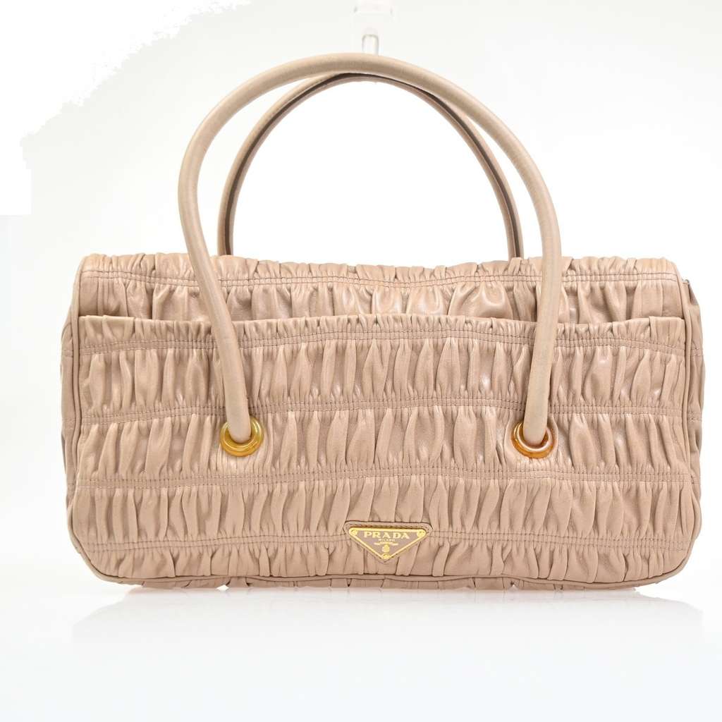 Prada Turnlock Shoulder Bag Beige Leather Good condition - Back View