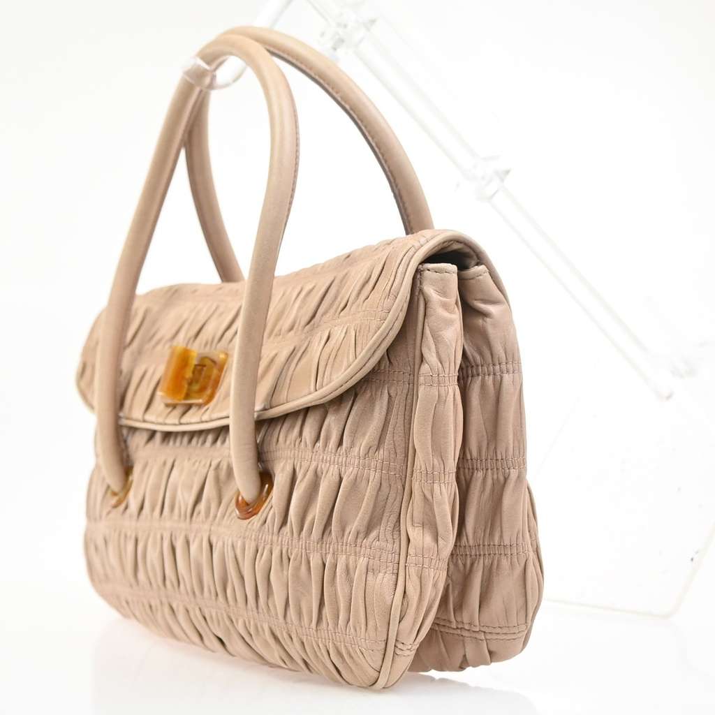 Prada Turnlock Shoulder Bag Beige Leather Good condition - Inside View