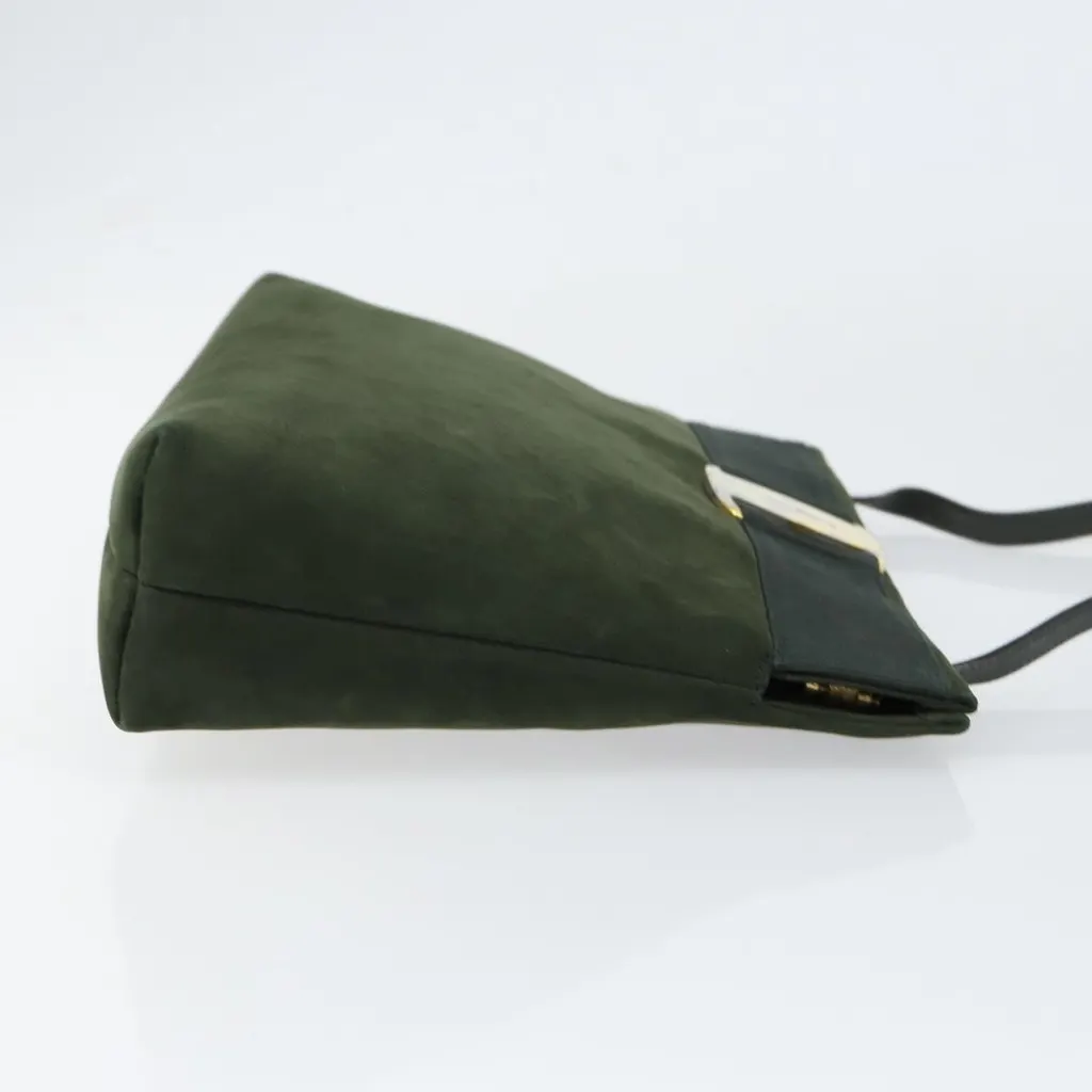 Salvatore Ferragamo Vala Shoulder Bag Khaki Suede Good - Inside View
