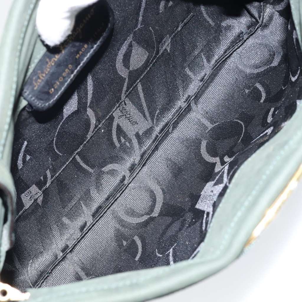 Salvatore Ferragamo Vala Shoulder Bag Khaki Suede Good condition - Box View