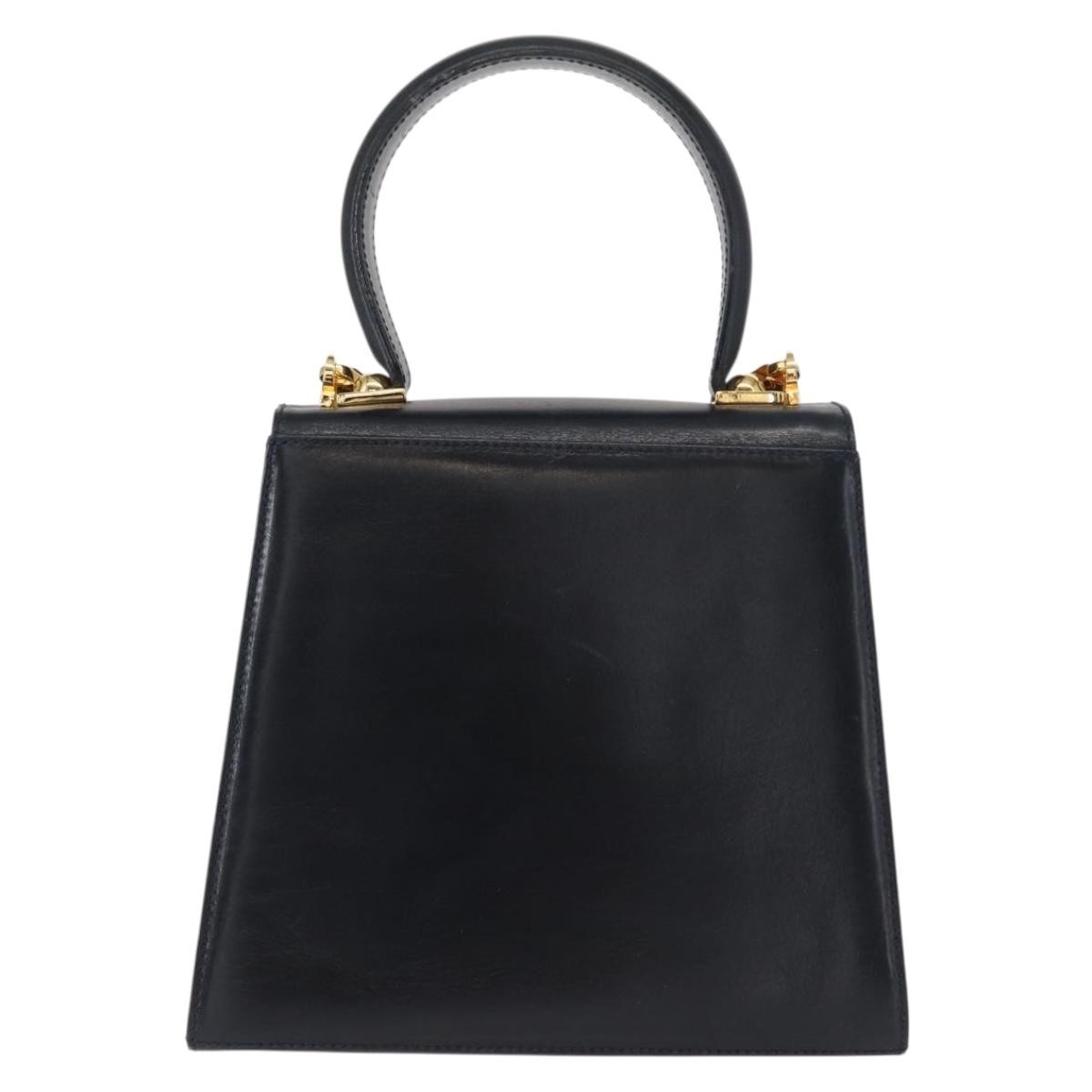 Salvatore Ferragamo Gancini Convertible Top Handle Bag Navy Leather Fair condition - Back View