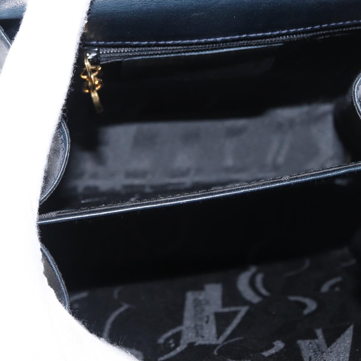 Salvatore Ferragamo Gancini Convertible Top Handle Bag Navy Leather Fair condition - Box View